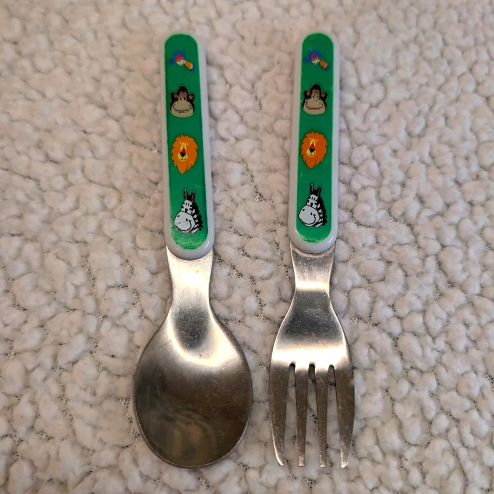 Kids Silverware Melamine Lion Elephant Monkey Zebra Jungle + Halloween Spider